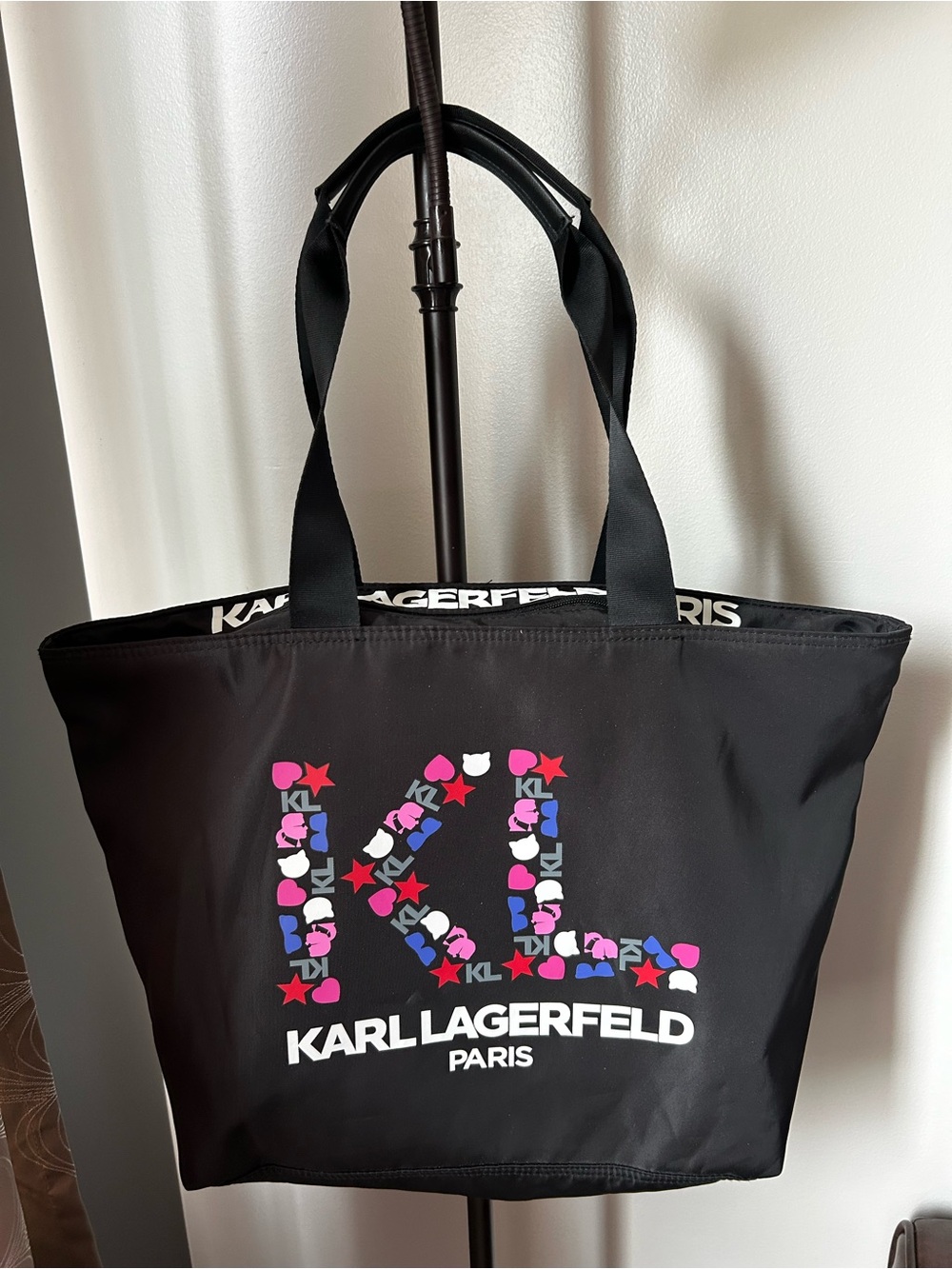 Karl Lagerfeld Paris Black Kristen Zip Tote Bag Multicolor KL Logo
